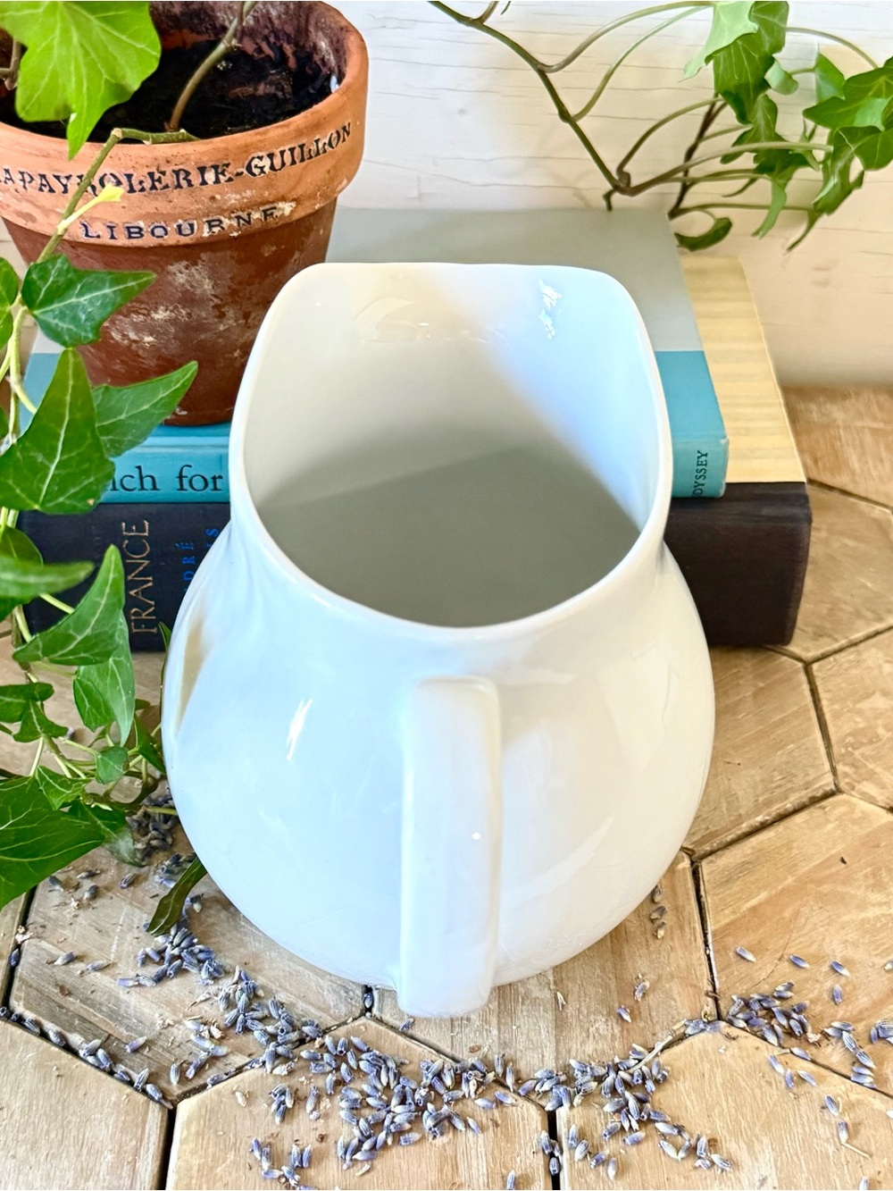 Vintage White Ironstone Chubby Chunky Pitcher,
6.5” - Picture 8 of 9